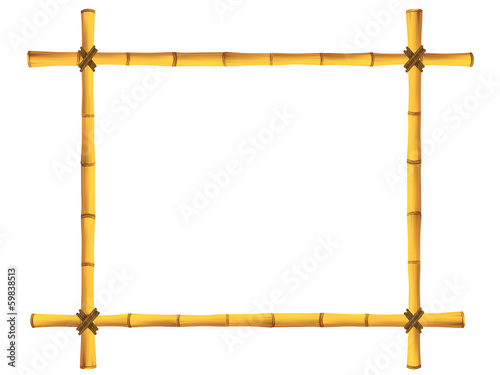 Wooden frame of old bamboo sticks. Vector illustration