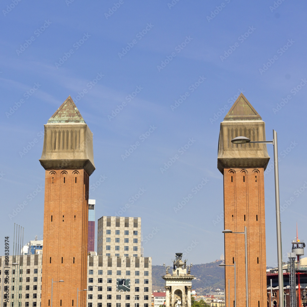 Fototapeta premium Plaza de Espanya in Barcelona, Spain.