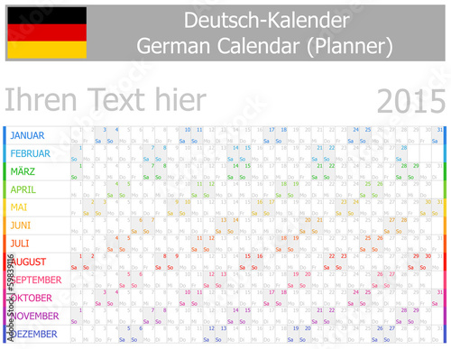 2015 German Planner-2 Calendar with Horizontal Months