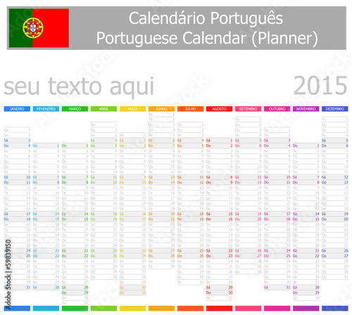 2015 Portuguese Planner-2 Calendar Vertical Months