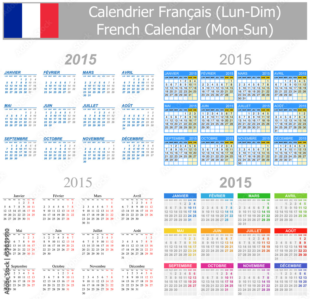 2015 French Mix Calendar Mon-Sun 2015 French Mix Calendar Mon-Sun