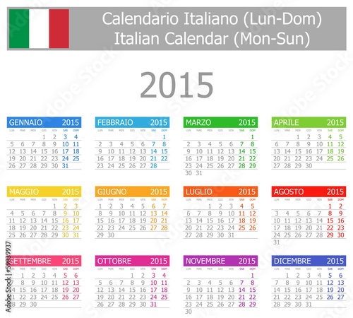 2015 Italian Type-1 Calendar Mon-Sun