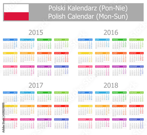 2015-2018 Type-1 Polish Calendar Mon-Sun
