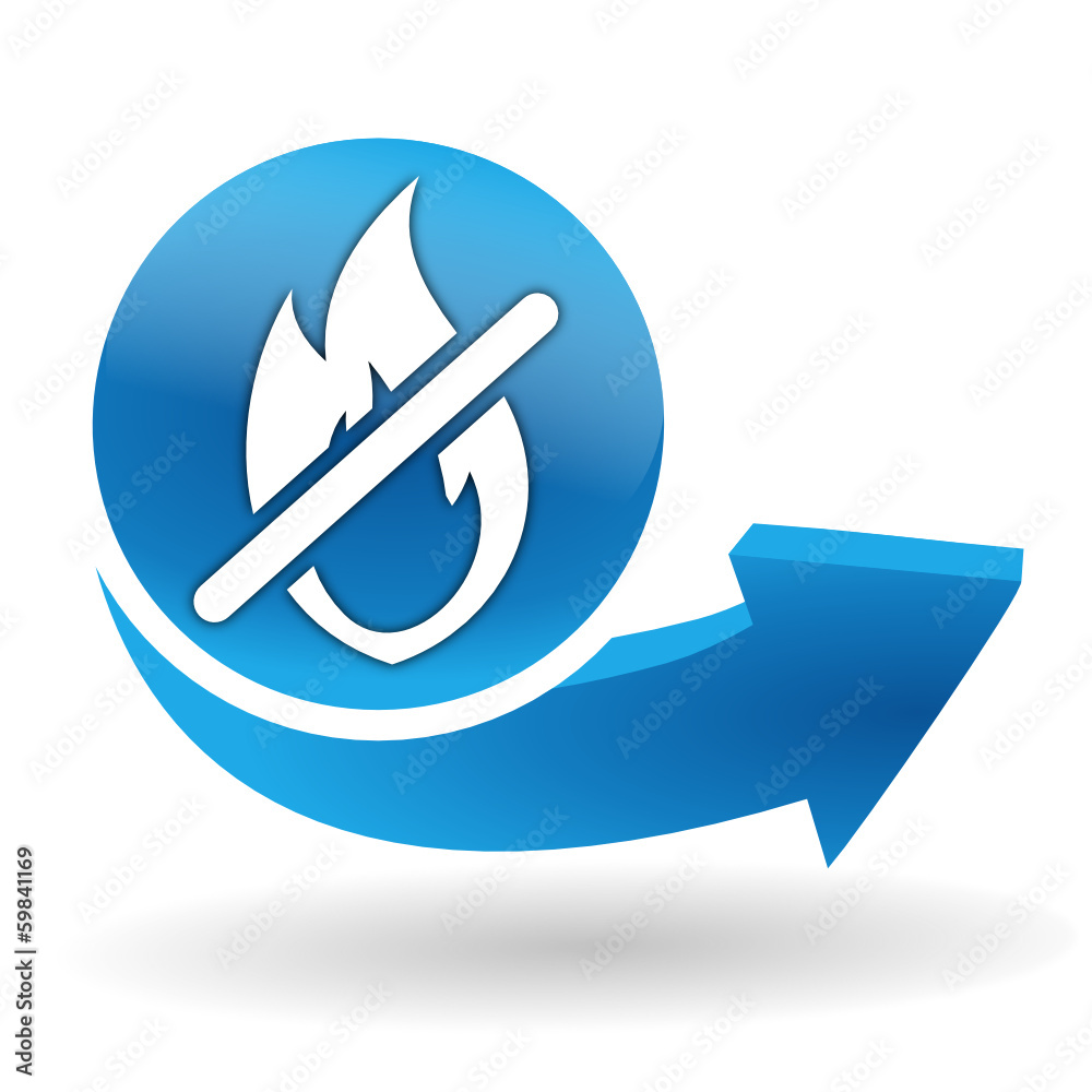 flamme interdite sur bouton web bleu