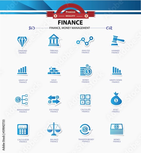 Business and Finance icons,Blue version,vector