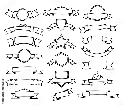 Collection of doodle ribbons. EPS8.