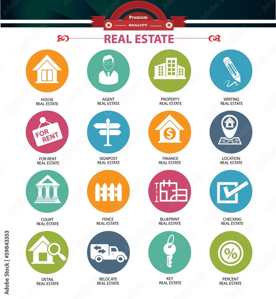 Real estate icons,Colorful version,vector