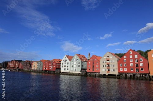 Panoramic picture of Old Storehouses in Trondheim © konstantant