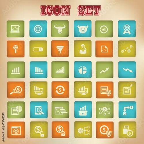 Business and analysis icons,Vintage version