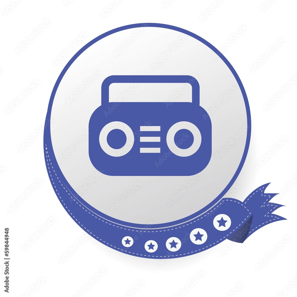 Radio on blue button,White background,vector Radio on blue button,White background,vector