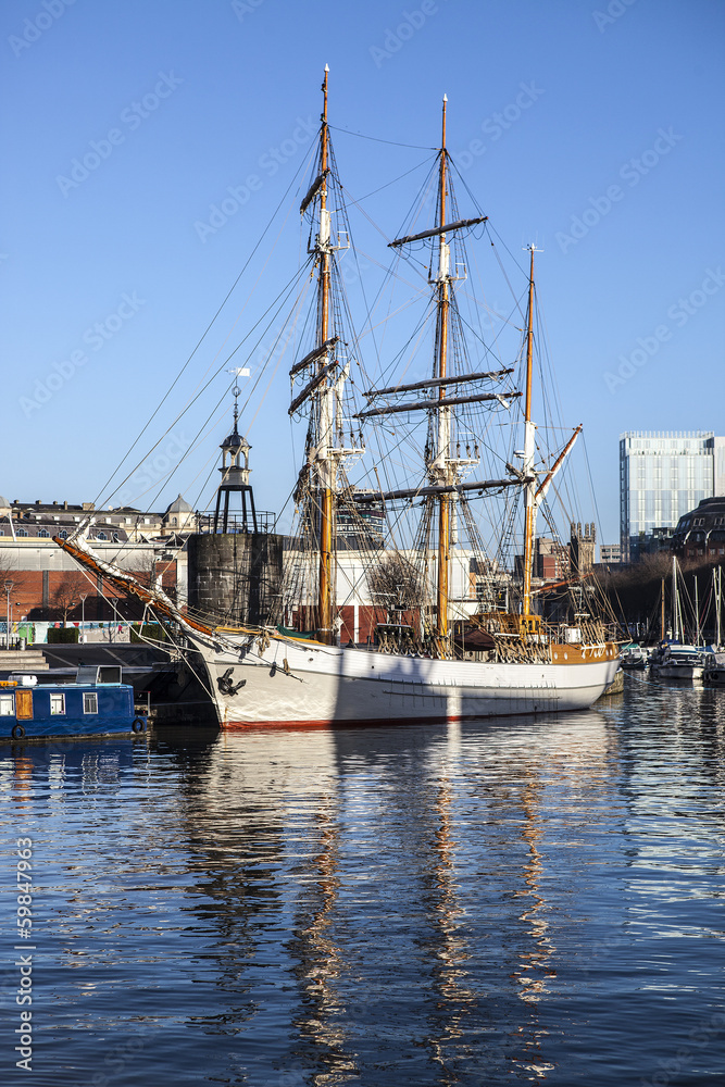 Tall Ship in Bristol Harbour UK