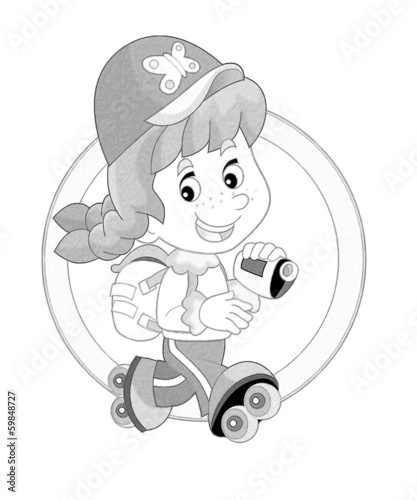 Cartoon child - coloring page - illustration © honeyflavour