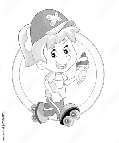 Cartoon child - coloring page - illustration