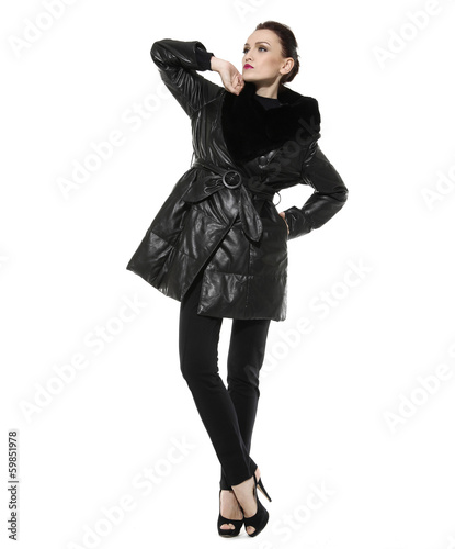 fashion model in autumn/winter clothes posing