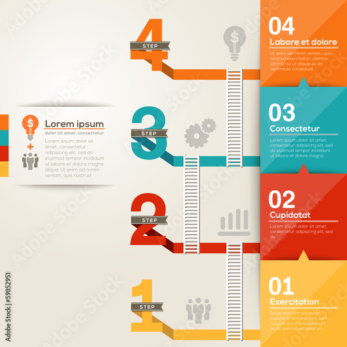 Number 1234 step ladder to success with flat design layout