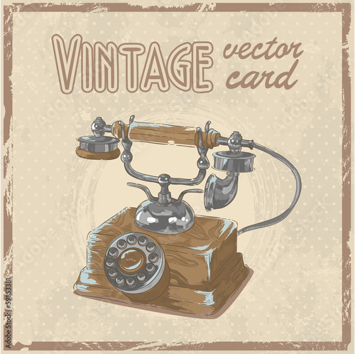 Retro 50s phone stylish vintage postcard