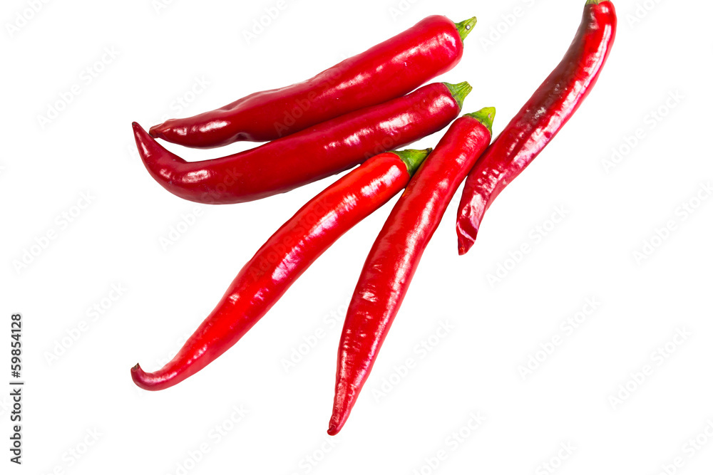 Red hot chili peppers on white background Red hot chili peppers on white background