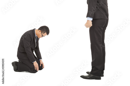 businessman apologize to boss for made some mistakes photo
