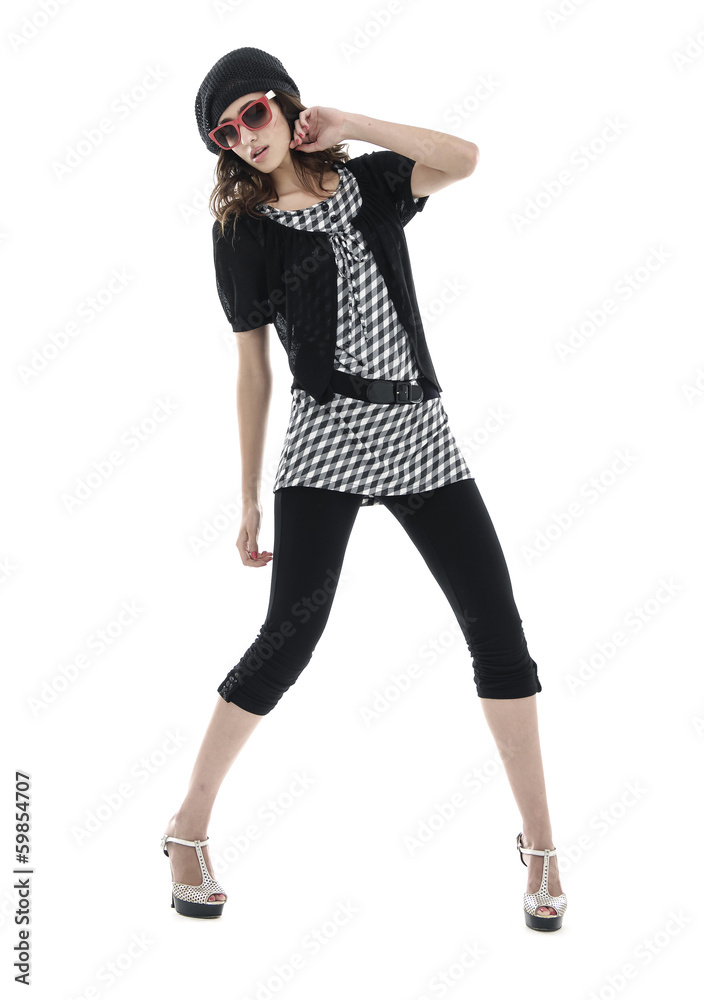 Studio shot of a young fashionable woman shot on white Studio shot of a young fashionable woman shot on white