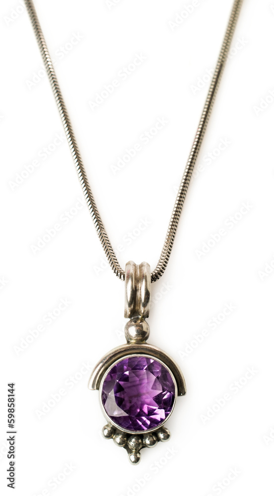 pendant with amethyst and chain pendant with amethyst and chain