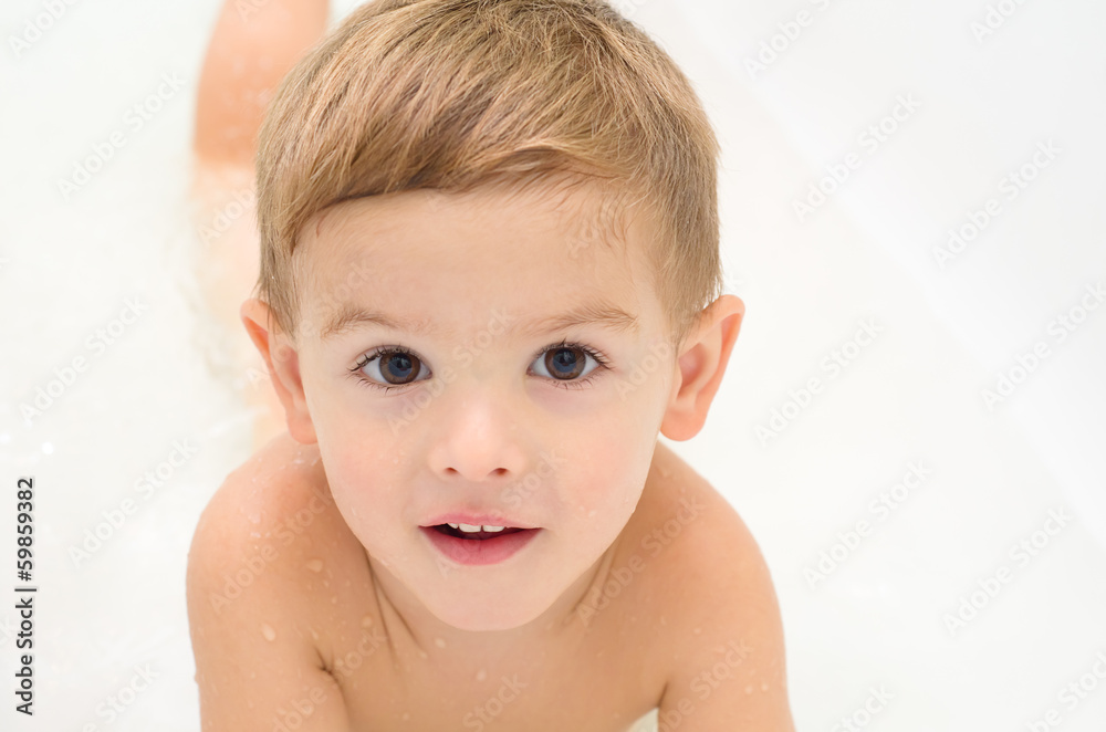 Portrait of a beautiful child in the bathroom Portrait of a beautiful child in the bathroom