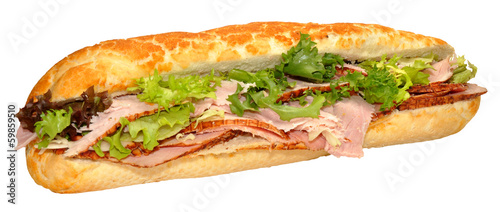 Roast Ham Baguette Sandwich