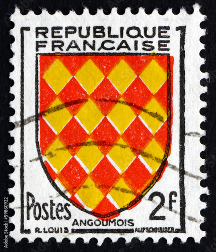 Postage stamp France 1954 Arms of Angoumois photo