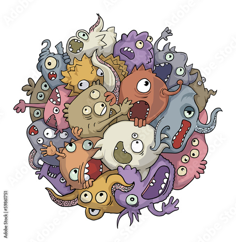 Hand drawn ball of bacteria, microbes