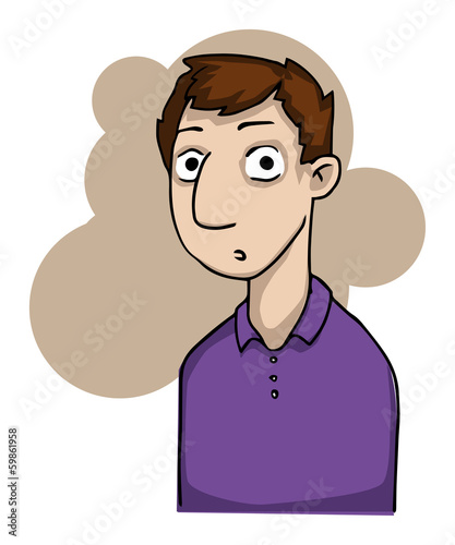 A simple cartoon male expressing emotion - surprised