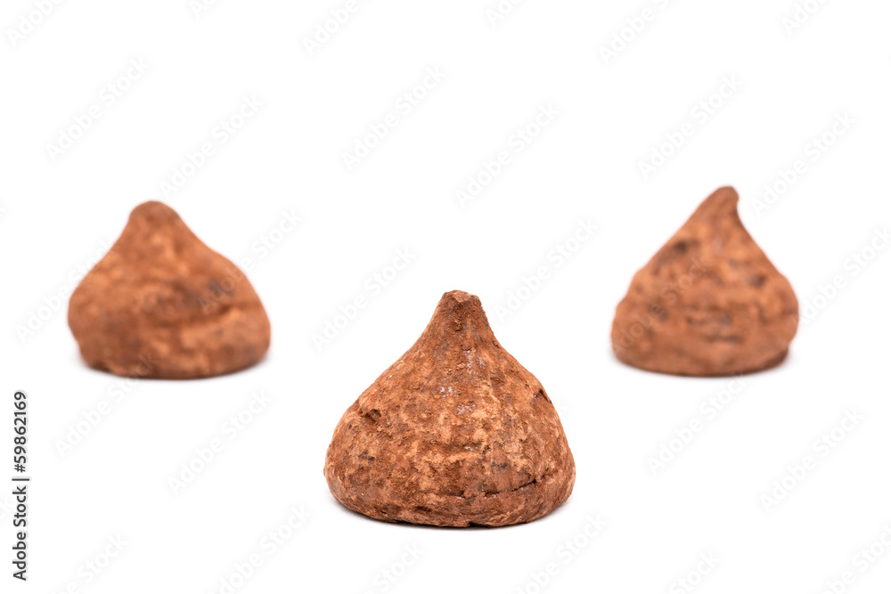 Chocolate Truffles On White Background Chocolate Truffles On White Background