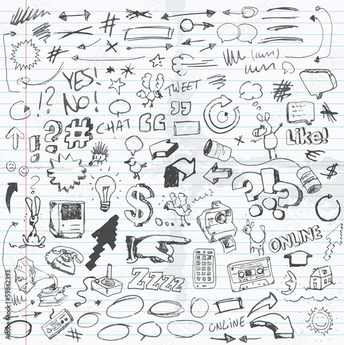 Vector illustrated doodle items photo