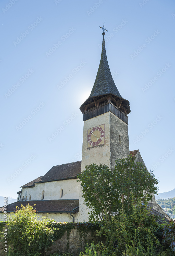 Spiez, Schweizer Dorf, Schlosskirche, Schweizer Alpen, Schweiz