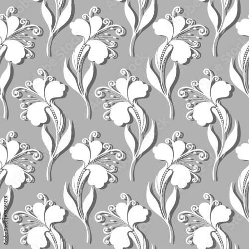 Seamless Ornate Floral Pattern  Vector 