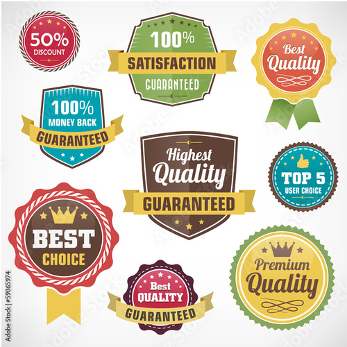 Vintage vector business badge labels set