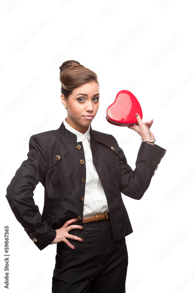 young happy business woman on valentine's day young happy business woman on valentine's day