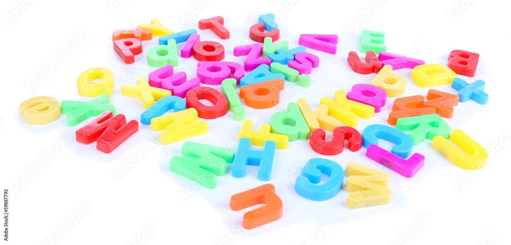 Colorful magnetic letters isolated on white Stock Photo | Adobe Stock