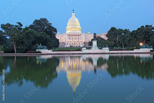 Back of the United States Capitol building and reflecting pool