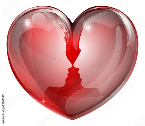 Couple faces heart
