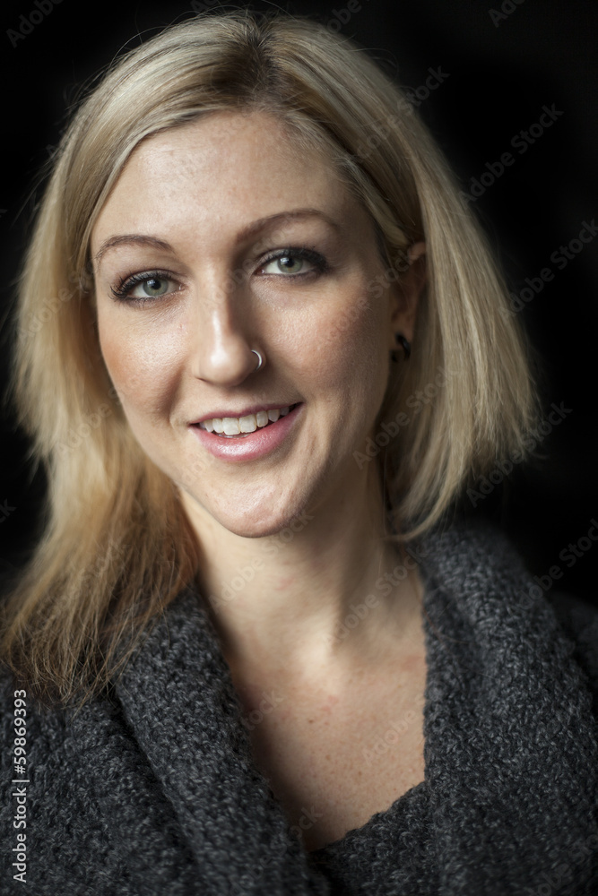Blonde Woman with Beautiful Blue Eyes