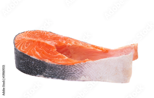 raw salmon steak isolated