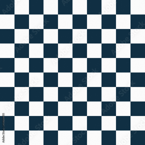 Navy Blue and White Checkers on Textured Fabric Background