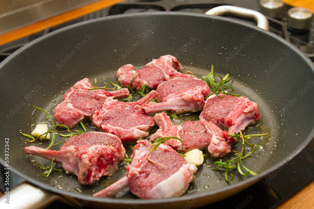 Lamb racks in a pan Lamb racks in a pan