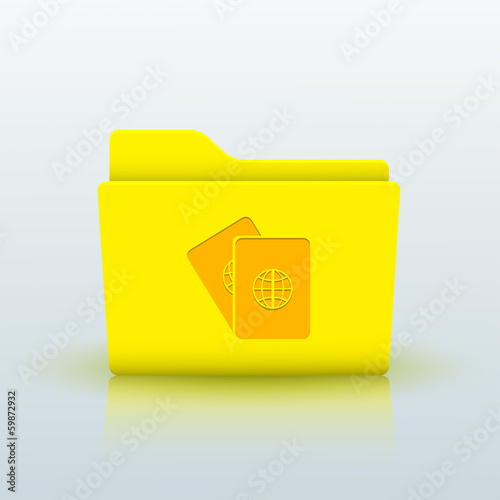 Vector yellow folder on blue background. Eps10