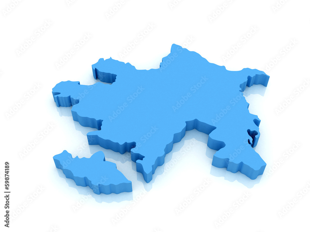 3d map of Azerbaijan with high-resolution on  white background