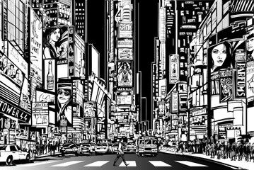 Poster Art Studio New York Skyline bei Nacht  © Isaxar