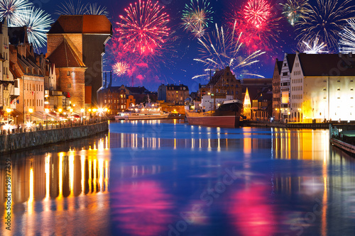 New Years firework display in Gdansk, Poland