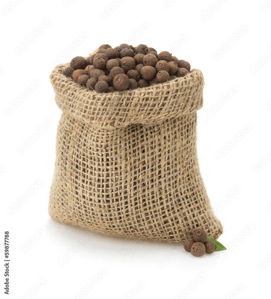 allspice in bag on white allspice in bag on white