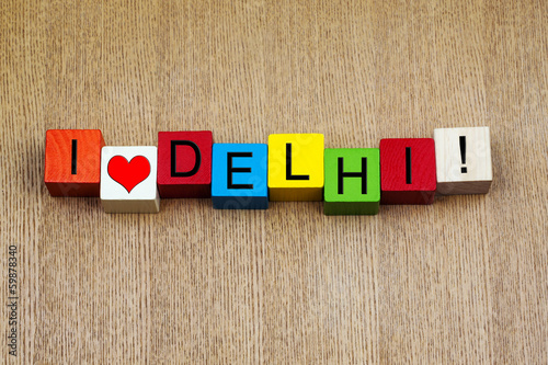 I Love Delhi, sign for countries, travel and place names