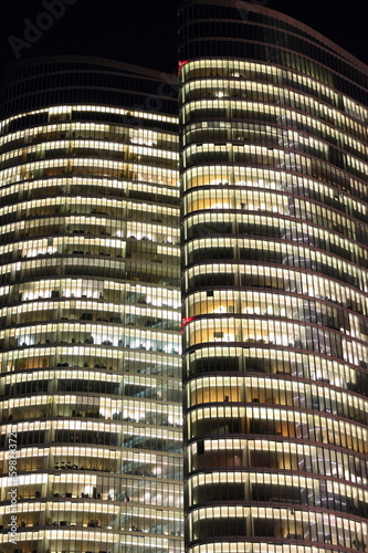 Abu Dhabi Investment Authority Tower Closeup at Night