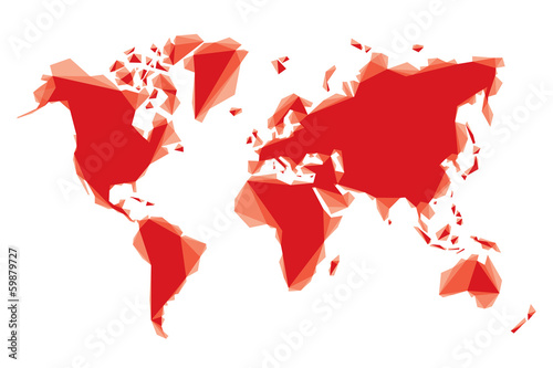 red geometric map of the world